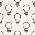 Vector seamless pattern with hand drawn light bulb on white background. Doodle black sloppy illustration for tile Royalty Free Stock Photo